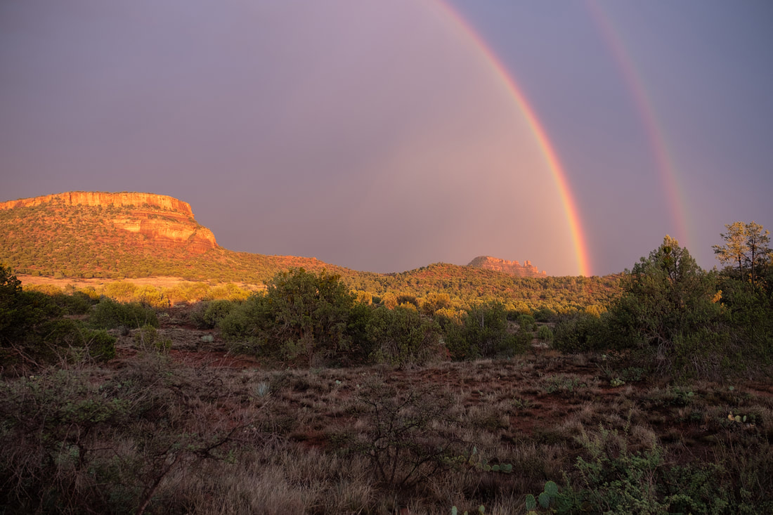 Rainbows during monsoon season in Sedona, Arizona