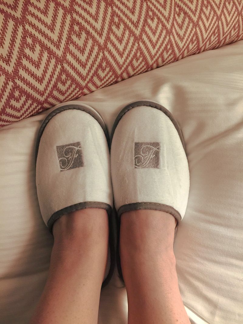 Comfy slippers in room at Fairmont Washington DC
