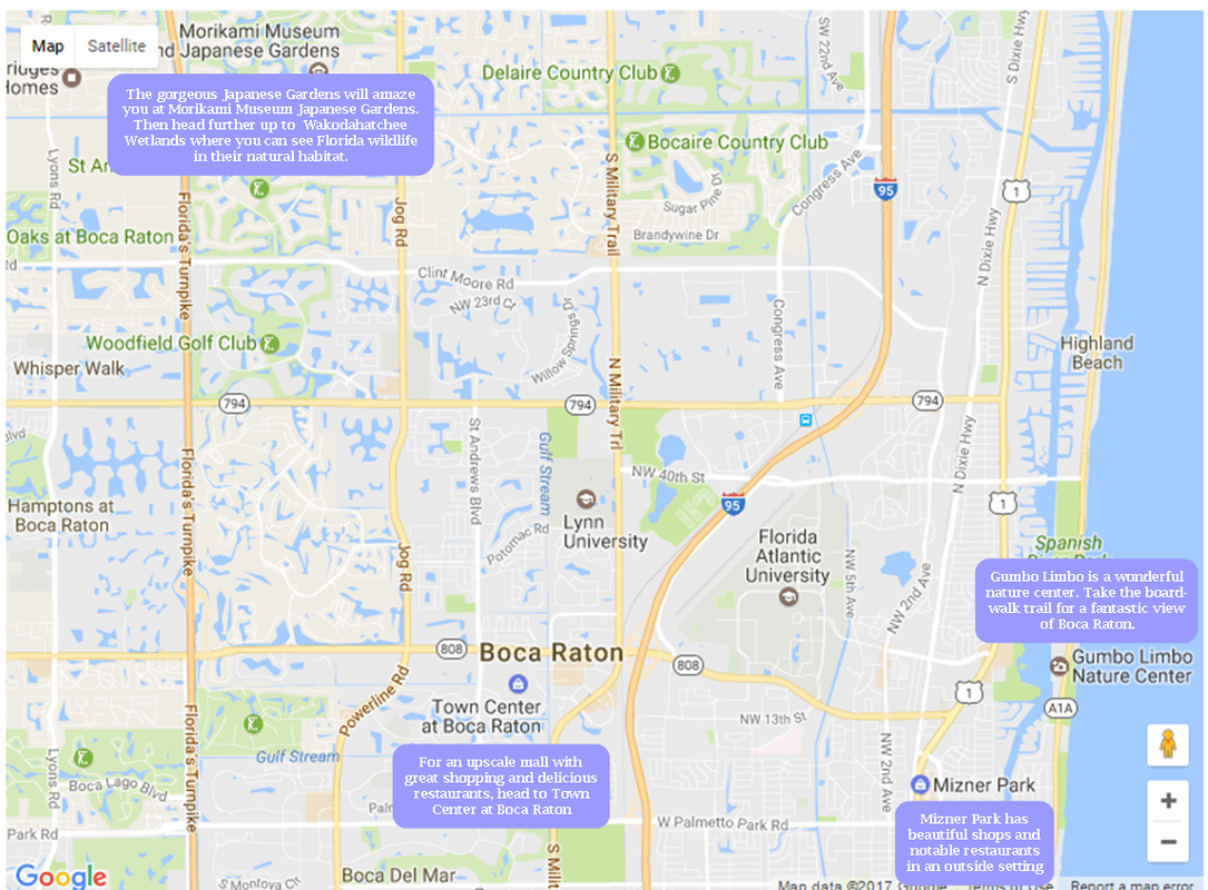 Boca Raton Map with Activity Suggestions for Kids