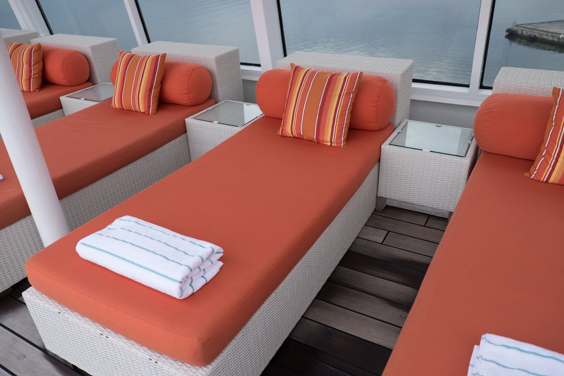 Pool lounges on Crystal Cruises