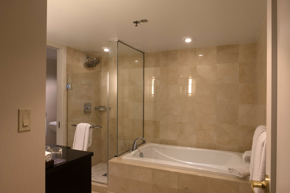 Sunken tub and shower in Capitol Suite at Hyatt Regency Washington on Capitol Hill
