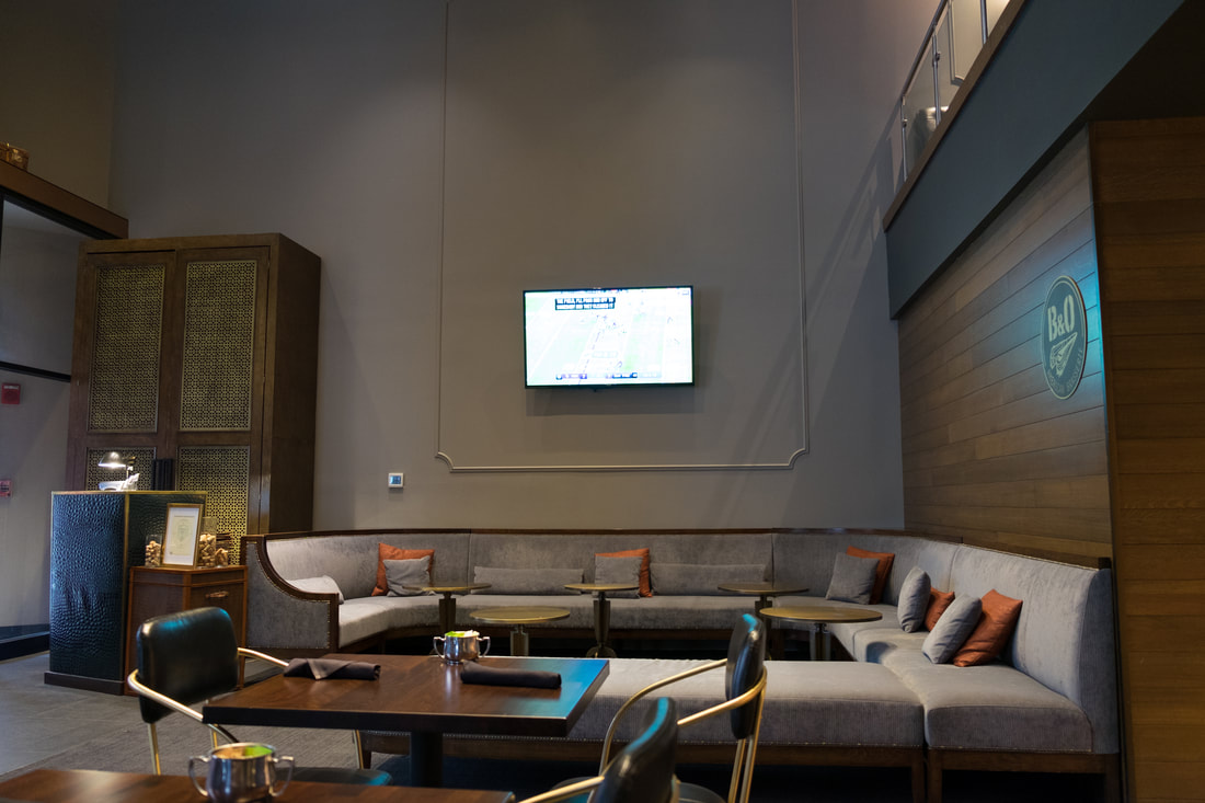 Lounge area at B&O Brasserie