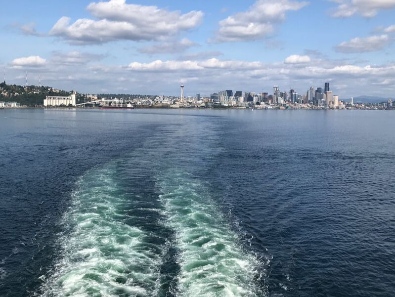 View of Seattle, WA at sail-away