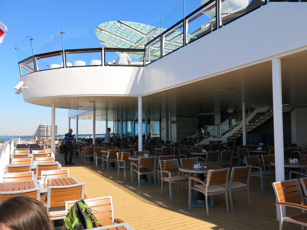The outside deck of the Oceanview Cafe is the perfect spot to enjoy a casual meal along with a gorgeous view.