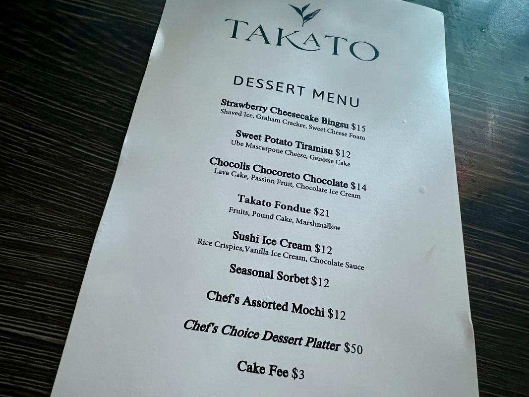Takato Dessert Menu