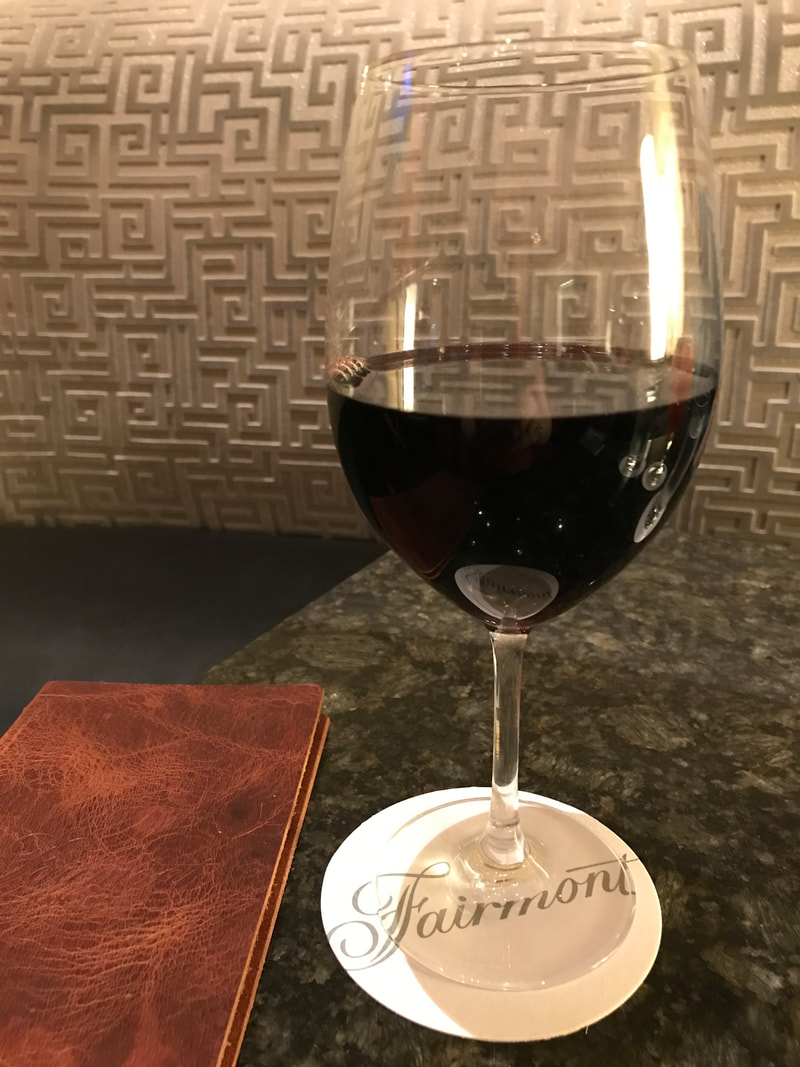 An extensive wine list at Lobby Lounge in Fairmont San Jose