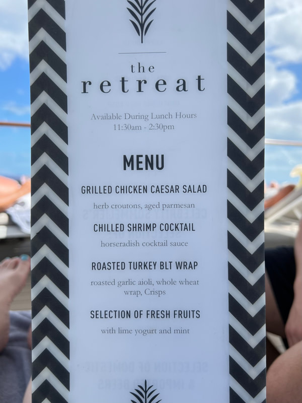 The Retreat pool deck menu on Celebrity Cruises