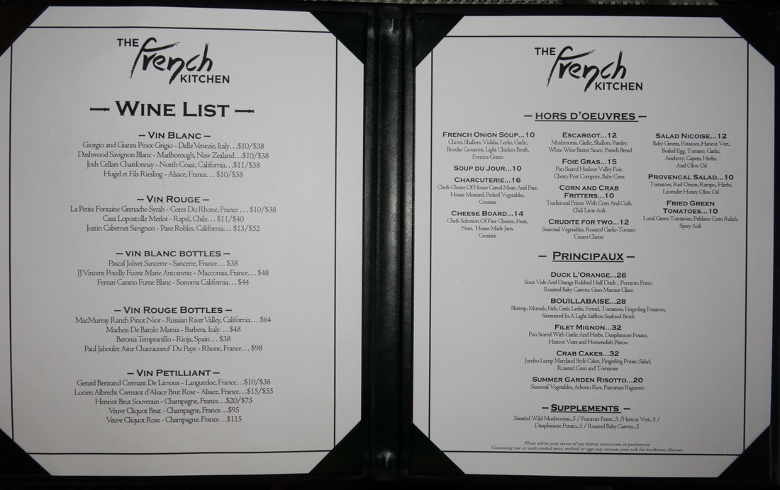 Menu at The French Kitchen